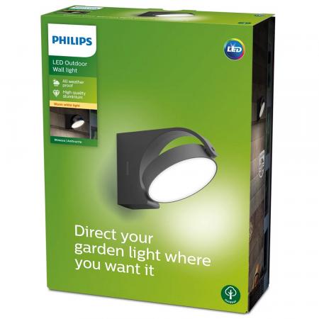 Philips Mimosa schwenkbare Terrassen Wandleuchte in Anthrazit