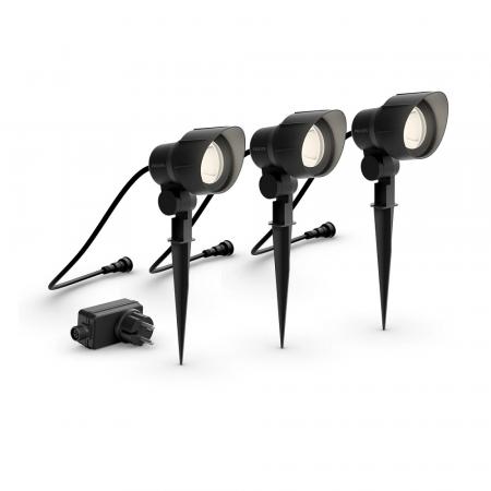 Philips NV Spot 3er Set in Schwarz warmweißes Licht IP44