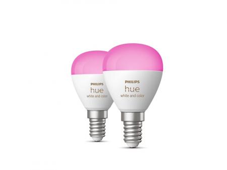 2er Philips Hue White & Color Ambiance E14 Tropfen Lampe 5,1W - steuerbar via App, kompatibel mit Amazon Alexa