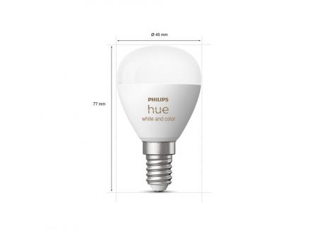 2er Philips Hue White & Color Ambiance E14 Tropfen Lampe 5,1W - steuerbar via App, kompatibel mit Amazon Alexa