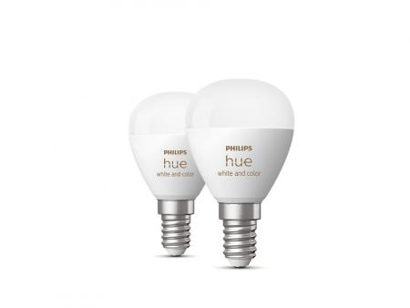 2er Philips Hue White & Color Ambiance E14 Tropfen Lampe 5,1W - steuerbar via App, kompatibel mit Amazon Alexa