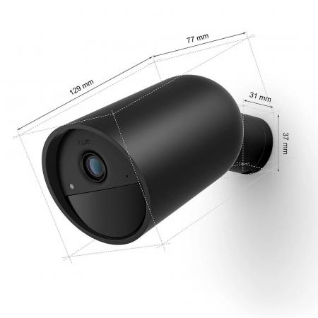 Philips Hue Secure kabellose Smart Home Überwachungskamera Full HD Video drinnen oder draußen schwarz Akkubetrieb
