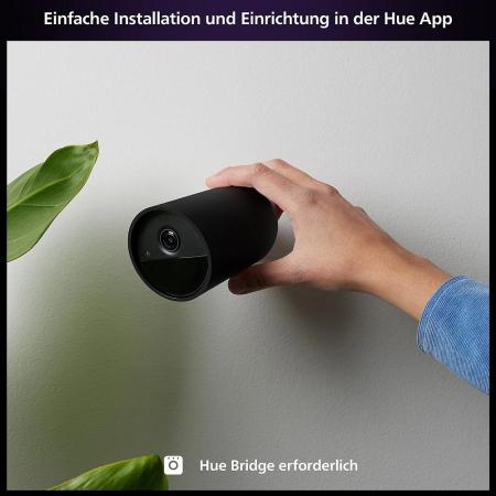 Philips Hue Secure kabellose Smart Home Überwachungskamera Full HD Video drinnen oder draußen schwarz Akkubetrieb
