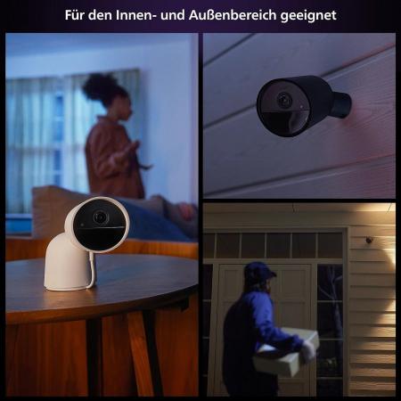 Philips Hue Secure kabellose Smart Home Überwachungskamera Full HD Video drinnen oder draußen weiß Akkubetrieb