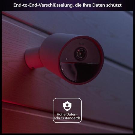 Philips Hue Secure kabellose Smart Home Überwachungskamera Full HD Video drinnen oder draußen weiß Akkubetrieb