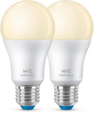 2er Pack WIZ E27 Smarte LED Lampe  2700K warmweiß dimmbar 8W wie 60W WLAN