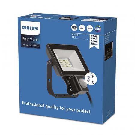 Philips LED-Scheinwerfer mir Sensor Projectline 20W 3000K warmweißes Licht IP65