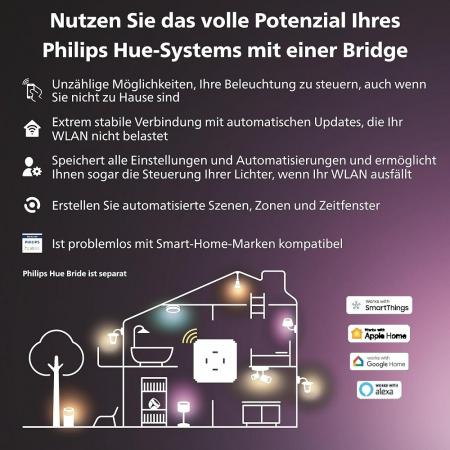 Philips Hue Starter Set mit 2 x E27 RGBW Lampen dimmbar 9W wie 60W & Bridge & Sensoren