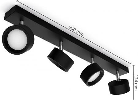 Philips Bracia Moderner 4-flammiger Deckenstrahler schwenkbar in schwarz für Wohnraumbeleuchtung