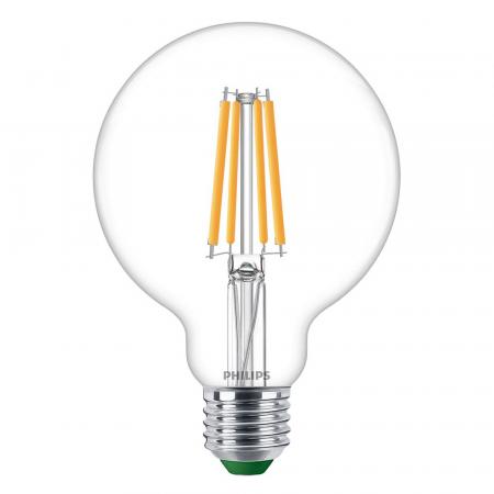 Besonders effiziente PHILIPS E27 LED Filament Lampe Globe G95 4W = 60W 2700K warmweißes Licht - Beste Energie Effizienz Klasse