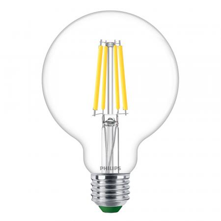 Besonders effiziente PHILIPS E27 LED Filament Lampe Globe G95 4W = 60W 4000K neutralweißes Licht - Beste Energie Effizienz Klasse