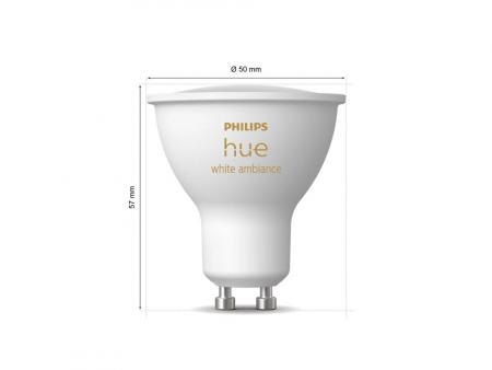 2er Pack Philips Hue Warm White GU10 LED Leuchtmittel 4,2W wie 35W dimmbar Bluetooth- und ZigBee-Steuerung