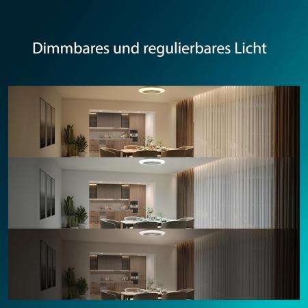 Philips Amigo Deckenventilator mit LED-Beleuchtung 20W+40W, Durchmesser 49cm, rund, inkl. Fernbedienung