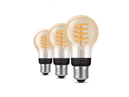 3er Philips Hue White Ambiance E27 Filament Lampen 7W - tubable white dimmbar - Vintage