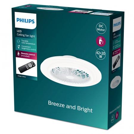 Philips Amigo Deckenventilator mit LED-Beleuchtung 20W+42W, Durchmesser 49cm, rund, inkl. Fernbedienung