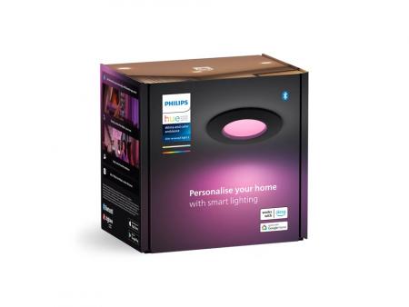 Philips Hue White & Color Ambiance Slim Einbauleuchte, 90 mm schwarz IP44 - Speziell geeignet für  Badezimmer