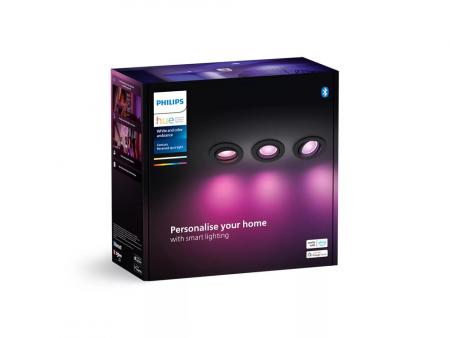 Philips Hue White & Color Ambiance Centura Einbauspot 3er Set schwenkbar in Schwarz IP20