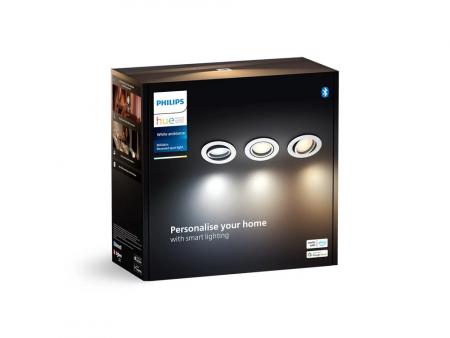 Philips Hue White Ambiance 3er Set Einbauspot schwenkbar in Weiß IP20