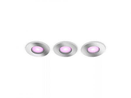 Philips Hue White & Color Ambiance 3er-Set Xamento Einbauspot in Chrom IP44 - Speziell geeignet für Badezimmer