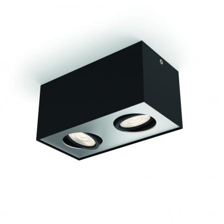 2-flammiger schwenkbarer Philips myLiving Box LED Deckenstrahler mit Warm Glow-Funktion in Schwarz