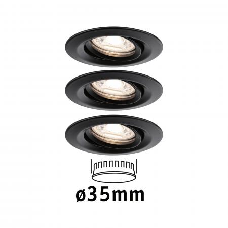 Paulmann 93083 LED Einbauleuchte Nova Mini Coin Basisset modern schwenkbar  rund 66mm 15° Coin 3x4W 3x310lm 230V  warmweiß Schwarz matt