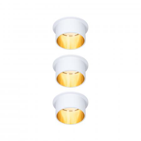 3er LED Einbaustrahler Gil Coin 3Step Dimmbar 3x6W 2700K 230V weiß matt/gold Alu Paulmann 93381