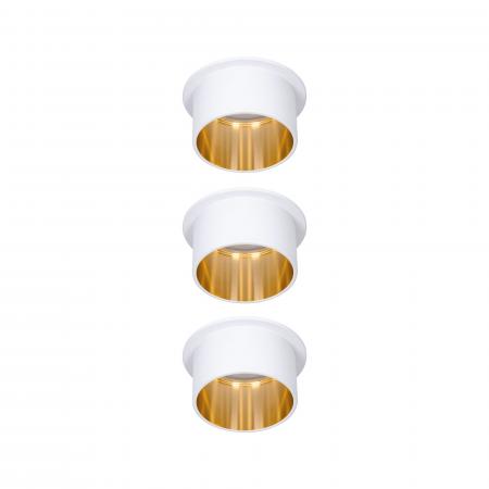 3er LED Einbaustrahler Gil Coin 3Step Dimmbar 3x6W 2700K 230V weiß matt/gold Alu Paulmann 93381