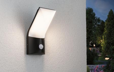 Eingangs LED-Außenwandleuchte ADYA mit Bewegungsmelder IP54 warmweißes Licht, aus Aluminium  Paulmann 94402