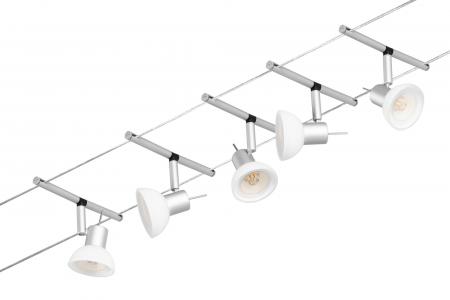 Dachschrägen Beleuchtung Paulmann Seilsystem Set Sheela für 5 x GU5.3 LED in Chrom matt12V DC 94448