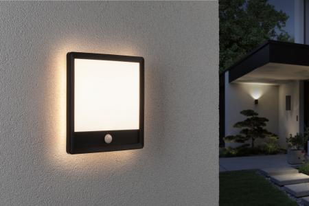 Paulmann 94665 LED Außenpanel Lamina Backlight Bewegungsmelder IP44 eckig warmweiß 14,5W Schwarz