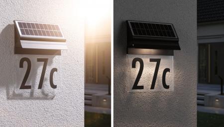 Paulmann 94694 Solar LED Hausnummernleuchte Neda Spritzwasser geschützt warmweiß Schwarz