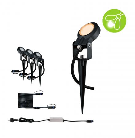 Paulmann 94729 Plug & Shine LED Gartenstrahler Sting Basisset Insektenfreundlich staubdicht 1m unter Wasser geschützt extra warmweiß 6,3W Anthrazit