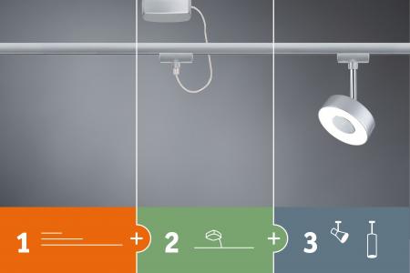 Paulmann 95182 URail System DecoSystems LED Spot 1x3.5W GU10 Chrom Metall