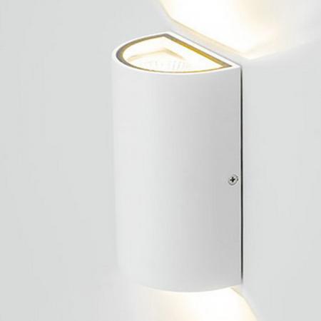 EVN Hochwertige LED 2-flammige Außenwandleuchte halbrund weiß IP54 warmweißes Licht
