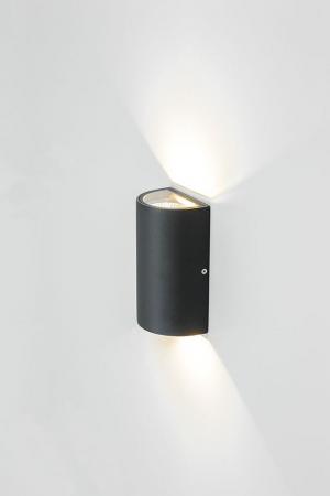 EVN Halbrunde moderne LED Außenwandleuchte 2-flg  anthrazit IP54 warmweißes Licht