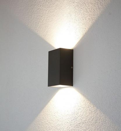 EVN LED Rechteckige 2-flammige up&down Außenwandleuche anthrazit IP54 warmweißes Licht