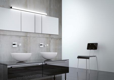90cm Geradlinige Helestra LADO LED Wandleuchte & Spiegelleuchte für Badezimmer in schwarz-matt