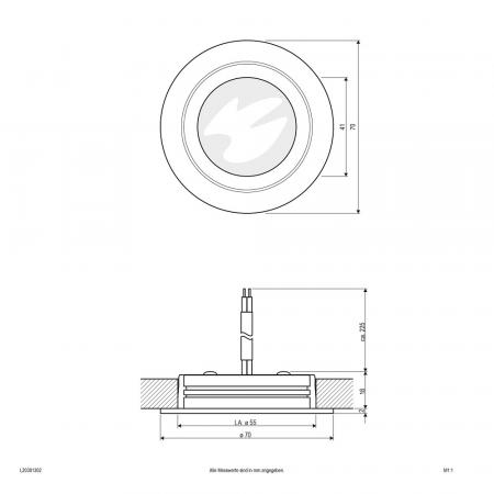 EVN LED Decken-Einbaustrahler rund chrom-sat. IP20 3W 3000K warmweißes Licht EinbauØ55