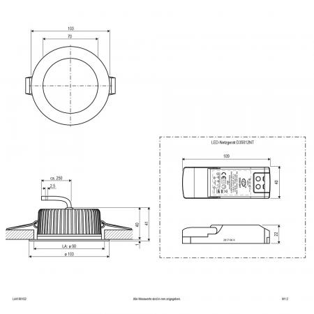 EVN LED Deckeneinbauleuchte  rund weiß IP44 10W 3000K 700lm dimmbar EinbauØ85