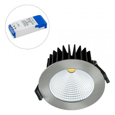 EVN LED Deckeneinbaustrahler rund chrom-sat. IP44 15W 3000K dimmbares warmweißes Licht feuchtraumgeeignet EinbauØ85