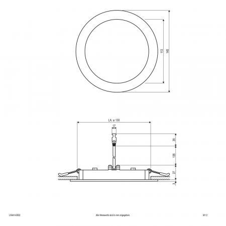 EVN LED Einbaupanel mit warmweißem Licht rund weiß IP44 12W 3000K 900lm EinbauØ130