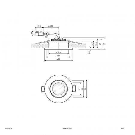 EVN LED Decken-Einbaustrahler mit warmweißem Licht dimmbar rund schwenkbar IP20 3W 3000K 300lm 90Ra EinbauØ68