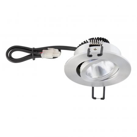 EVN P-LED Decken-Einbaustrahler mit warmweißem Licht & hoher Farbwiedergabe rund schwenkbar alu pol. IP20 6W 3000K 90Ra EinbauØ68