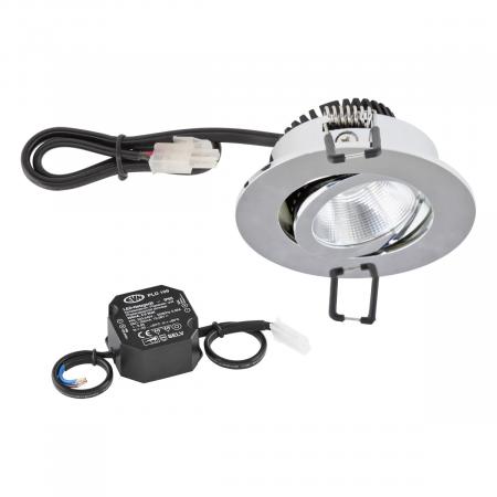 EVN P-LED Decken-Einbauleuchte mit neutralweißem Licht dimmbarrund schwenkbar chrom IP20 6W 4000K 683lm 90Ra EinbauØ68