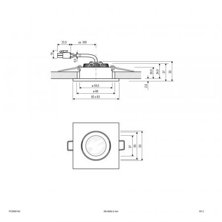 EVN P-LED Decken-Einbaustrahler mit universalweißem Licht quad. schwenkbar chrom IP20 6W 4000K 90Ra EinbauØ68