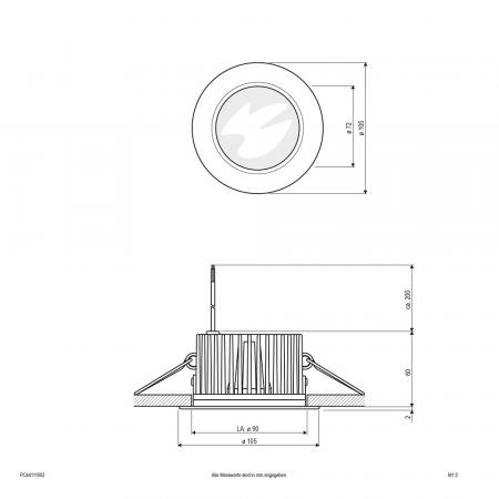 EVN LED Decken-Einbaustrahler mit warmweißem Licht feuchtraumgeeignet und EDS IP44 24V/DC 11W 3000K EinbauØ90