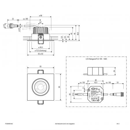 Profi LED Deckeneinbaustrahler schwenkbar alu pol. IP65 Bad 3000K dimmbar EVN