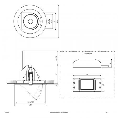 EVN LED Decken-Einbaustrahler mit kaltweißem Licht rund schwenkbar weiß IP20 100-9W 6000K 630lm EinbauØ100