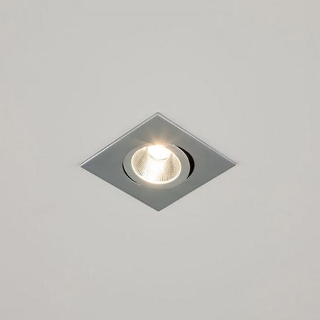 EVN P-LED Decken-Einbaustrahler mit warmweißem Licht dimmbar quad. schwenkbar chrom matt IP20 6W 3000K EinbauØ68
