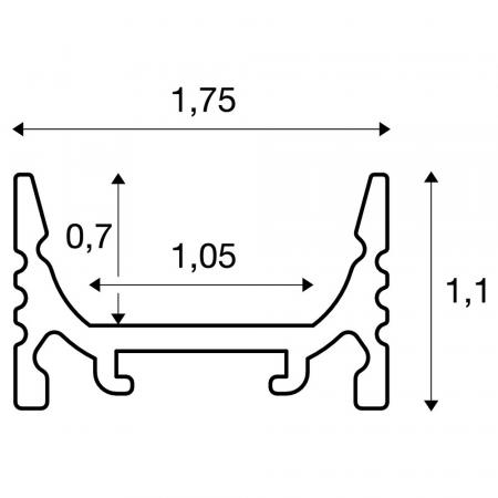 SLV 1000460 GRAZIA 10 LED Aufbauprofil, flach, gerillt, 2m, alu